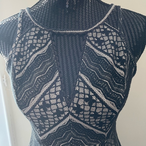 Free People Black Lace Overlay Cream Dress Size 0 - Picture 2 of 12